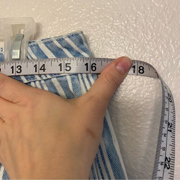 PacSun Denim pin Striped Mom Shorts Pacsun High Rise Cuffed Blue White cotton 29 - Picture 6 of 11